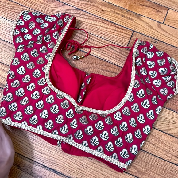 Maroon Brocade Saree Blouse - Picture 2 of 2